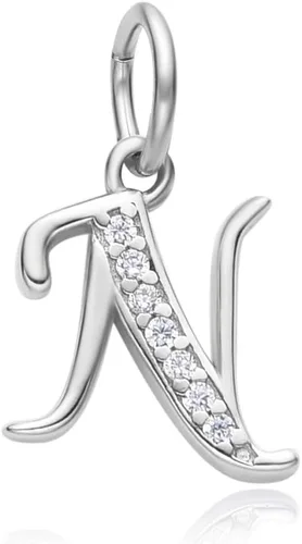 Vista 17 de Adabele Auténtica plata de ley brillante A-Z 26 letras pequeñas del alfabeto con circonita cúbica, colgante de diamantes de imitación resistente al