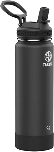 Vista 38 de Takeya Actives - Botella de agua con tapa con popote, duradera y de fácil cuidado, con aislamiento de acero inoxidable, tapa sin BPA con asa