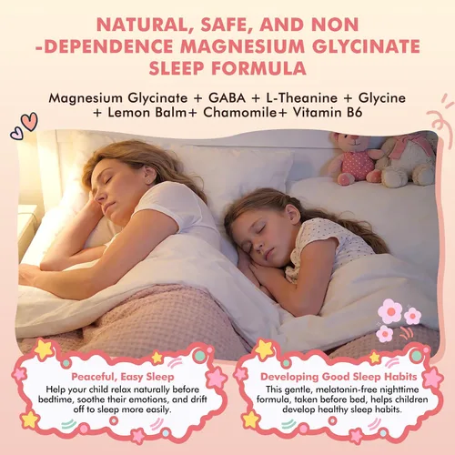 Vista 4 de Gotas líquidas de glicinato de magnesio para niños mayores de 4 años, glicinato de magnesio 100/200 mg para dormir, relajación y apoyo a la calma