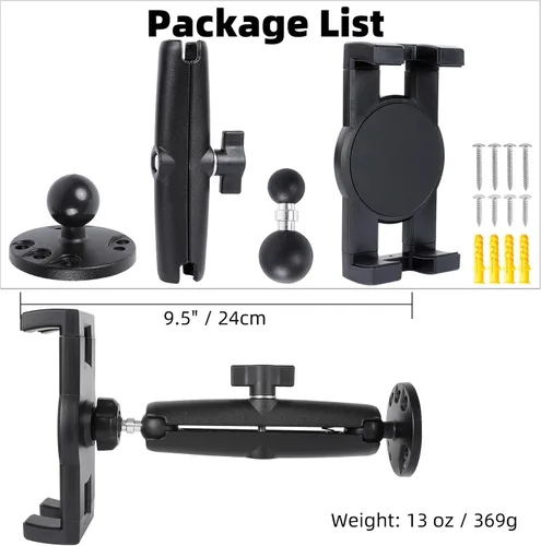 Vista 7 de Soporte de tablet para camión, base de taladro resistente con brazo de aluminio para tableta, automóvil, pared, barco, escritorio, compatible