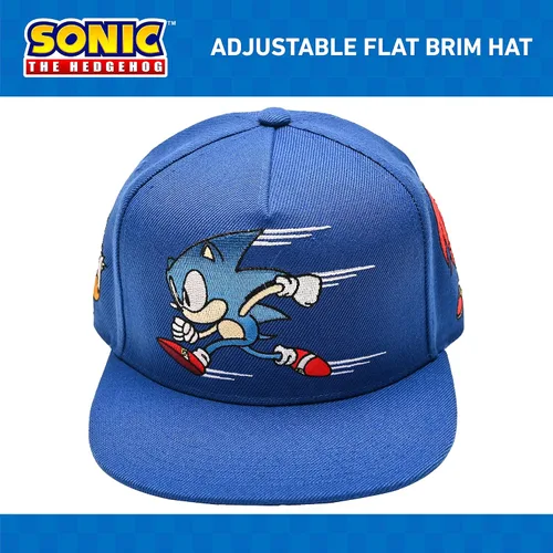 Vista 2 de Concept One Gorra de béisbol Sonic The Hedgehog para hombre, logotipo bordado con ala plana, ajustable