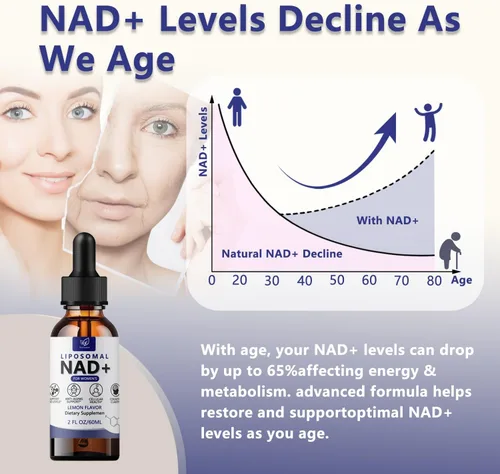 Vista 2 de Suplemento liposomal NAD para mujeres, suplemento líquido NAD con resveratrol, antioxidante natural, apoyo al metabolismo energético y salud