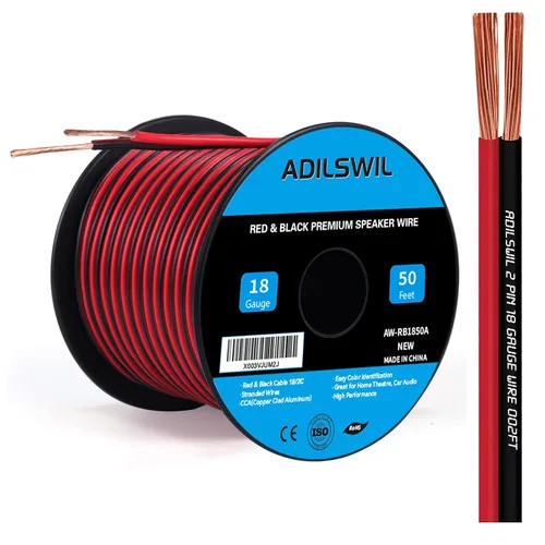 Vista 11 de Cable de altavoz de 12 AWG de 50 pies, 2 conductores eléctricos de conexión de cable rojo negro, tiras de iluminación LED, cable de extensión