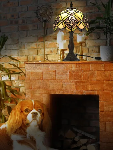 Vista 9 de KY&BOSAM Lámpara de Mesa Celta Irlandesa Tiffany Estilo Trébol Lámpara de Escritorio Luz Nocturna de Vidrio Emplomado 14 Pulgadas de Alto 8 Pulgadas