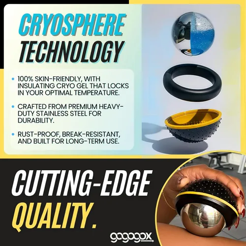 Vista 5 de gogogox Cryosphere Cryo - Bola de rodillo de masaje frío, rodillo de hielo de 2.16 pulgadas para alivio muscular dolorido, masajeador de tejido