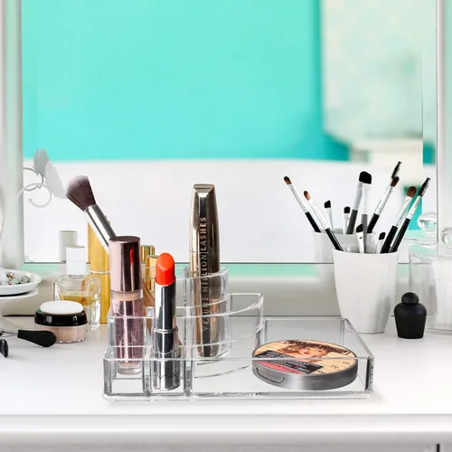 Vista 5 de Kryllic Organizador de lápiz labial, organizador de almacenamiento de cosméticos de maquillaje, organizador de plástico transparente con múltiples