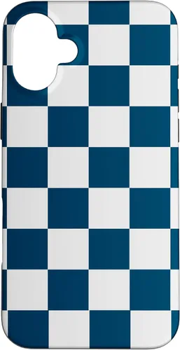 Vista 23 de Checkered Navy Blue and White Checkerboard Case for iPhone 17