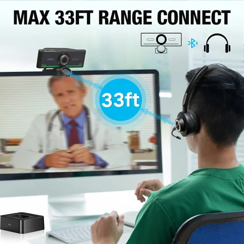 Vista 4 de Gsou Cámara web 1080P con micrófonos, corrección automática de luz, USB Plug & Play, cubierta de privacidad, cámara de computadora conecta