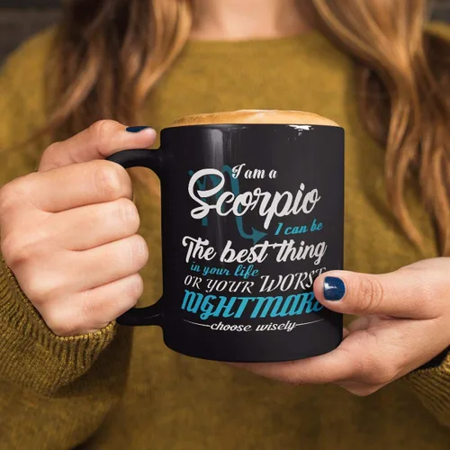 Vista 5 de Taza de Scorpio Best Thing Or Worst Nightmare – 11 oz de café negro, taza de té, horóscopo del zodiaco