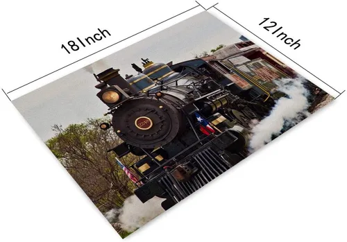 Vista 4 de Juego de 4 manteles individuales de tren de vapor, vintage, resistentes al calor, antideslizantes, 18 x 12 pulgadas Pm-002