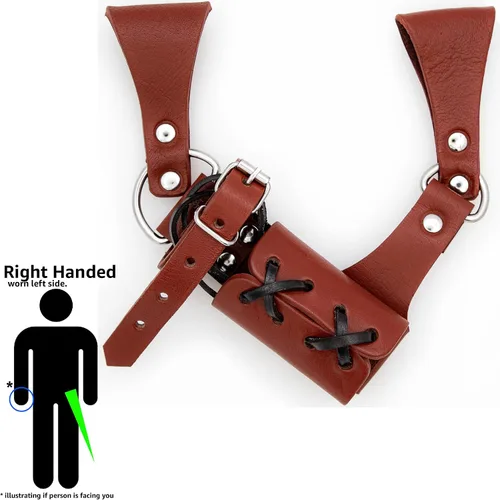 Vista 24 de Armory Replicas™ - Rana espada de cuero hecha a mano – Disfraz medieval LARP hebilla ajustable y cinturón de arma con cable soporte