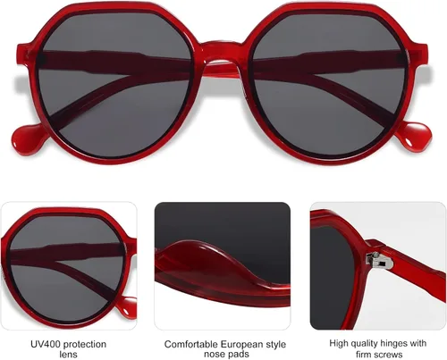 Vista 5 de Allarallvr Gafas de sol redondas hexagonales de moda para mujer diseño inspirado en la moda gafas de sol de sol AR82001