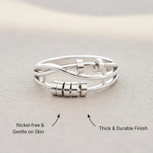 Vista 4 de STORYJEWELLERY Anillo de ansiedad para mujeres, anillo giratorio, anillos de ansiedad, anillos giratorios para el estrés, joyería para ansiedad