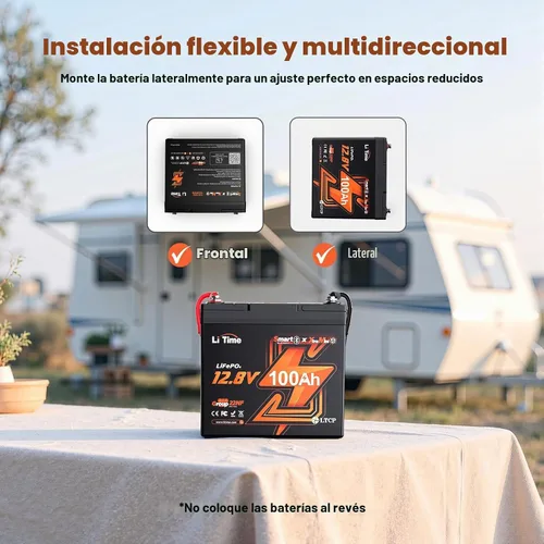 Vista 7 de Litime Batería de litio Xtra-Mini LiFePO4 de 12 V 100 Ah con Bluetooth y BMS de 100 A, mini batería de litio de 12 voltios, máximo 15000 ciclos