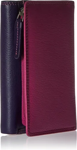 Vista 2 de VISCONTI Rainbow Collection Bora - Cartera y monedero de cuero suave para mujer, multicolor, grande, triple, RB43, Rosado
