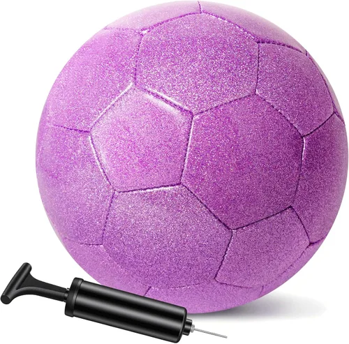 Vista 7 de Balón de fútbol dorado con purpurina con bomba y aguja, kit de pelota de fútbol para regreso a la escuela, regalos de cumpleaños, pelota