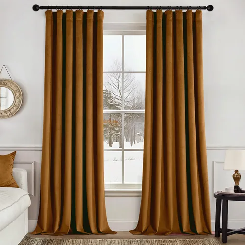Vista 43 de MIULEE Cortinas de terciopelo de 84 pulgadas de largo, juego de 2 paneles para dormitorio, con pestaña trasera plisada, de lujo, aislamiento