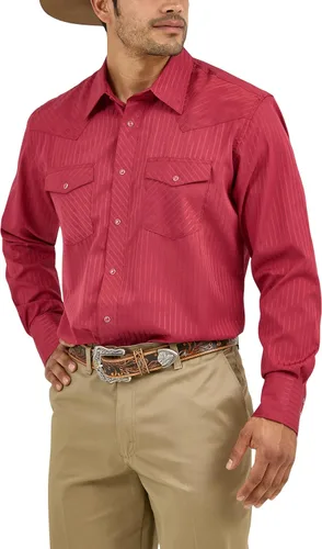 Vista 7 de Wrangler Camisa Deportiva para Hombre de Manga Larga con Botones a Presión Western de Dos Bolsillos Negro