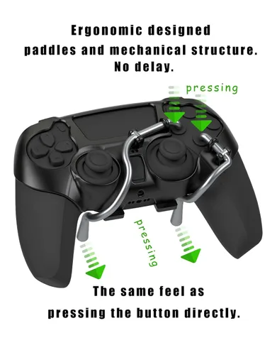 Vista 3 de EXknight Leverback FPS Mechanical Paddles Attachment, Back Buttons Gaming Paddles for PS5 Controller (Black)