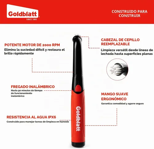Vista 2 de Goldblatt Limpiador eléctrico inalámbrico giratorio de 18 piezas, resistente al agua