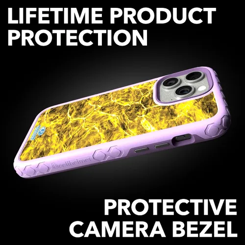 Vista 4 de cellhelmet Mossy Oak Agua Yellowfin Funda de doble capa en morado lila diseñada para iPhone 13 Pro Max a prueba de golpes y caídas, duradera