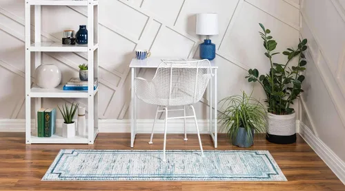 Vista 4 de Unique Loom Oasis Collection - Alfombra de área - Fuente (2 pies x 6 pies, color azul/marfil)