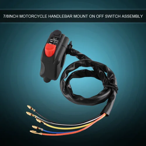 Vista 5 de Interruptor universal de apagado de arranque de motor de motocicleta de 7/8 pulgadas, impermeable, interruptor de apagado para ATV, Dirt Pit Bike
