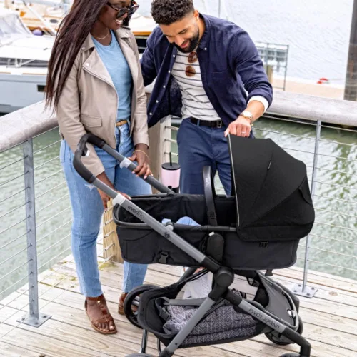 Vista 8 de Sistema de transporte modular Evenflo Pivot Xpand con asiento de coche para bebé LiteMax (Negro Ayrshire)