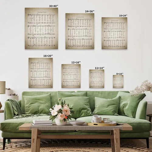 Vista 2 de Monem Art Amazing Grace - Lienzo con impresión de partituras de música retro, arte de himnario, regalo para hombres, mujeres y músicos, arte músico