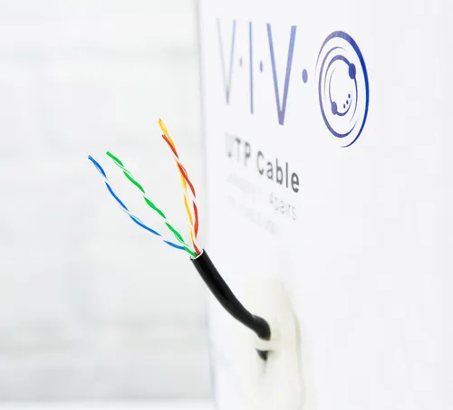 Vista 2 de VIVO Cable Cat5e a granel impermeable de 500 pies, cable Ethernet CCA, caja de extracción UTP, entierro directo al aire libre, negro, CABLE-V011