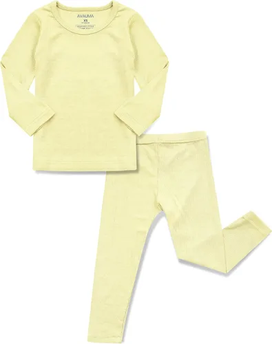Vista 28 de AVAUMA Conjunto de pijama para bebés, niños y niñas, ajuste ceñido, con nervaduras, ropa de dormir para el estilo de vida diario Negro/Azul