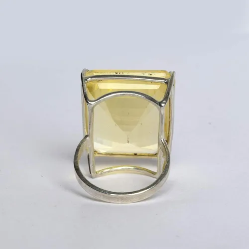 Vista 2 de GEMHUB Anillo de citrino amarillo de 0.50oz con piedra natal de noviembre, chapado en plata de ley 925, regalo de joyería para mujeres, Piedra