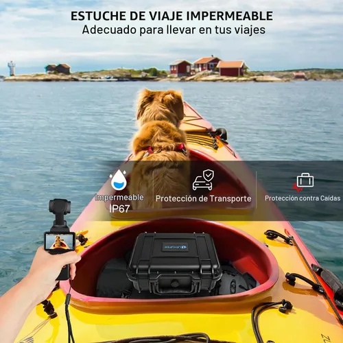 Vista 5 de Lekufee Funda Rígida Resistente al Agua para DJI Osmo Pocket 3, Mic 3/2/Mini, Combo de Creador, Combo de Expansión de Potencia, Cámara de Vlogging