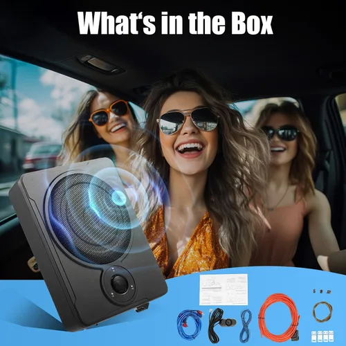 Vista 7 de Subwoofer de 8 pulgadas de audio para automóvil súper delgado amplificado, subwoofer para automóvil debajo del asiento, amplificador activo de bajo