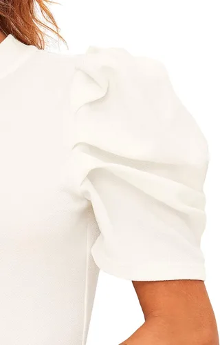 Vista 4 de Floerns Blusa con cuello de volante manga abombada para mujer