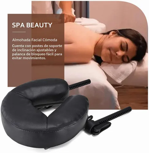 Vista 4 de Mesa de masaje universal, cuna y cojín de cara, silla de masaje ajustable, reposacabezas y almohada facial, plataforma de masaje, cojín