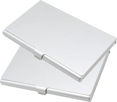 Vista 10 de Paquete de 2 portatarjetas de visita de aluminio negro Slim Flip