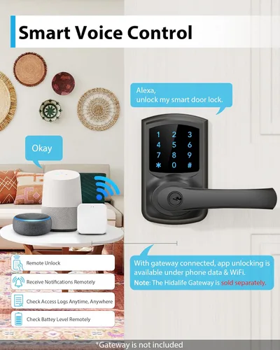 Vista 4 de Cerradura de puerta con teclado inteligente con manija Entrada sin llave