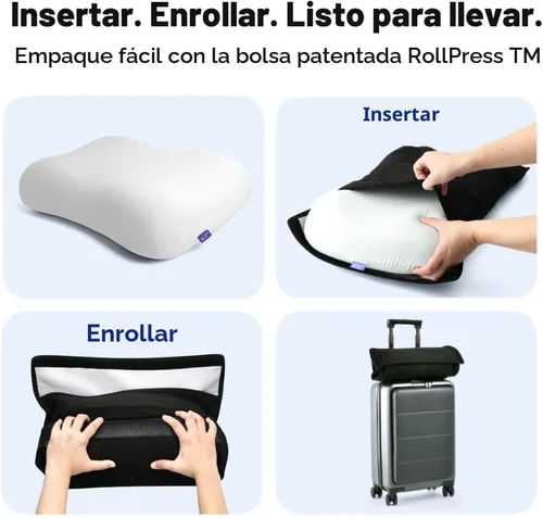 Vista 5 de Cushion Lab Almohada de Viaje para Sueño Profundo – Almohada de Cuello de Espuma Viscoelástica Compacta para Dormir, Almohada Portátil para Hoteles