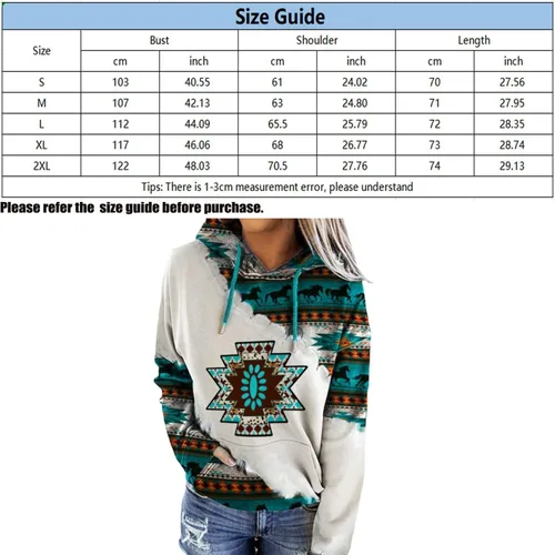 Vista 6 de Lanaoree Sudadera con capucha para mujer, estilo étnico occidental, estampado azteca, vaquera, rombos