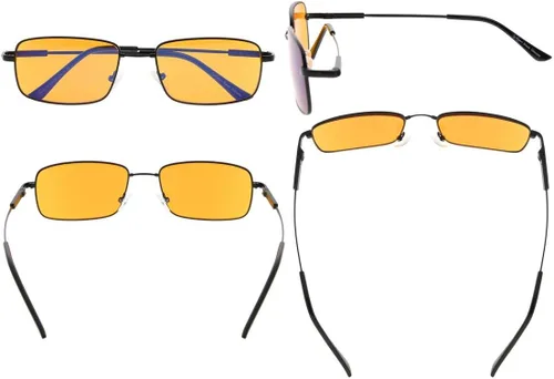 Vista 2 de Eyekepper Lentes de luz azul para hombre, para dormir mejor el 97% con bloqueo de luz azul, lentes de titanio con memoria flexibles, lentes teñidas