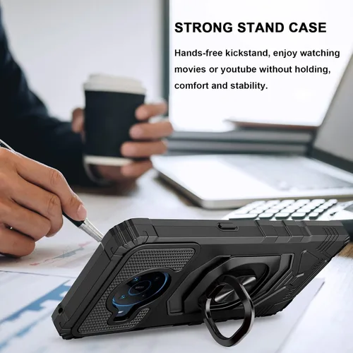 Vista 4 de Ailiber Funda para Nokia X100, Nokia X100 con protector de pantalla de vidrio templado, soporte de anillo para montaje magnético de automóvil, funda