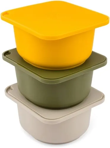 Vista 11 de Babadoh Accesorios para hacer pizza Recipientes a prueba de masa de pizza con tapas Juego de 3 Color de masa Tamaño original
