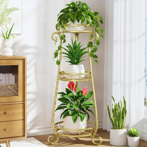 Vista 25 de LASZOLA 3 Tiers Metal Corner Plant Flower Stand Tall Indoor Outdoor, Bronze Bronce