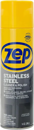 Vista 2 de Zep Limpiador y pulidor de acero inoxidable - 14 oz (caja de 12) ZUSSTL14 - Protege superficies metálicas de huellas dactilares, suciedad y manchas