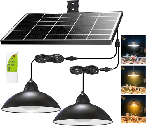 Vista 7 de Lightonight Luz Solar para Cobertizo Luz Colgante Exterior con Panel Solar de 4000mAh Cálida/Blanca Regulable con Control Remoto, Luz Colgante
