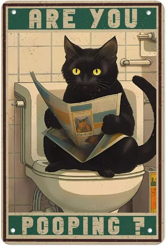 Vista 24 de Cartel de metal con diseño de gato negro con texto en inglés "Angels Don't Always Have Wings", póster de metal vintage de 8 x 12 pulgadas, letrero