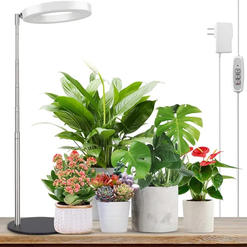 Vista 8 de LORDEM Lámpara de cultivo de bambú, luz LED para plantas de interior, lámpara de crecimiento de escritorio de bambú de espectro completo