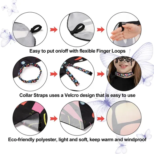 Vista 5 de QUCH Butterfly Costume for Women Butterfly Wings for Women Fairy Wings Cape with Mask and Antenna Headband Halloween Costumes