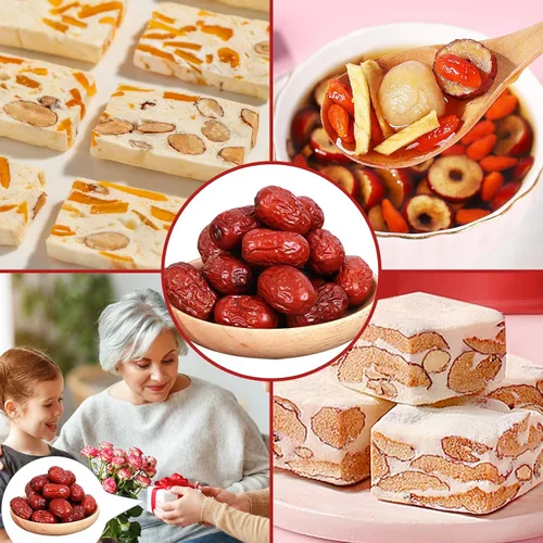 Vista 4 de Haomly Dátiles de azufaifo, 10.58 oz/300 g, aperitivo natural para la salud, dulce y masticable y deliciosos dátiles secos, dátiles rojos de gran